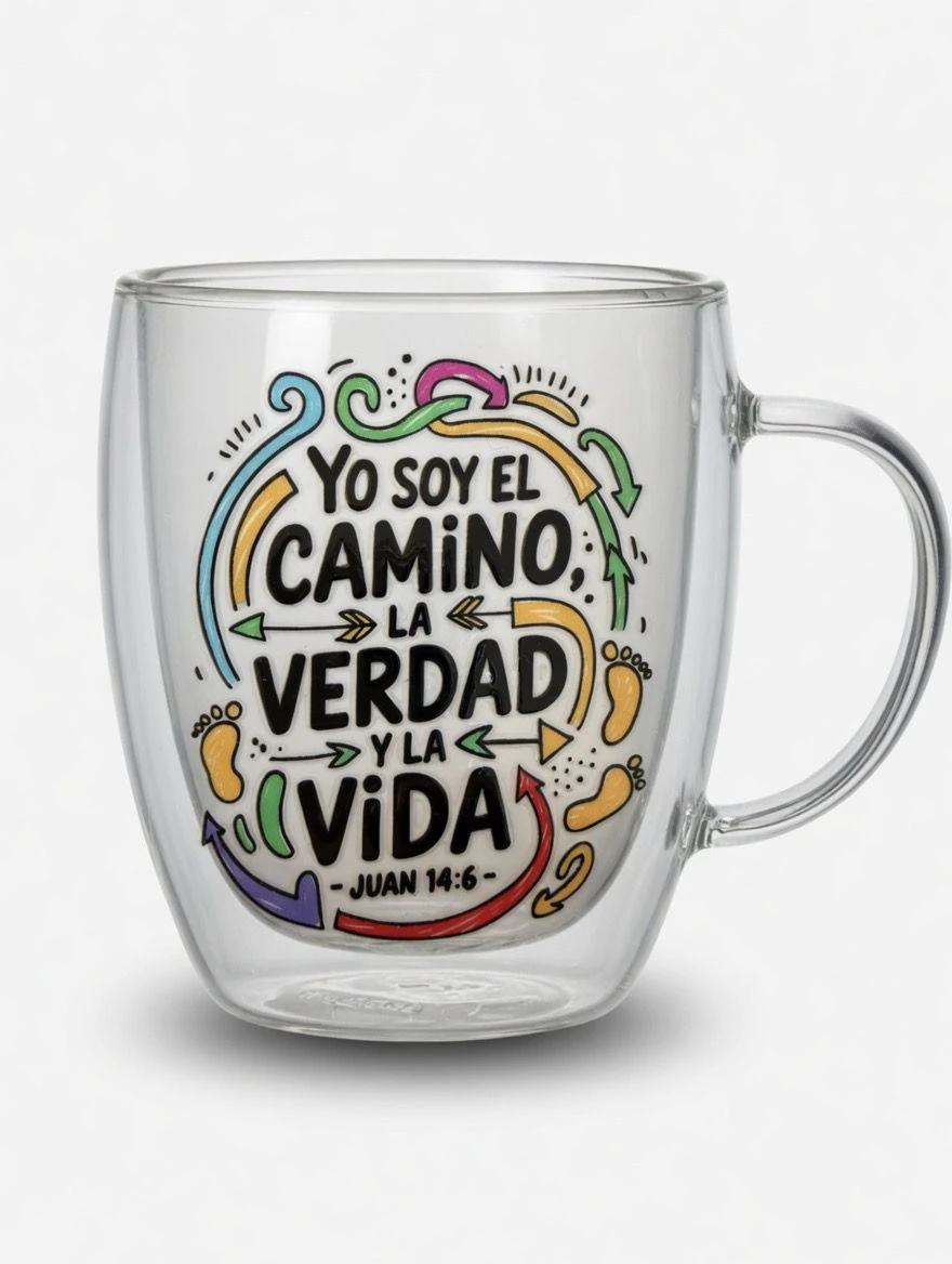 Taza Cristiana “Yo soy el Camino, la Verdad y la Vida” Vidrio 250ml – Regalo Bíblico
